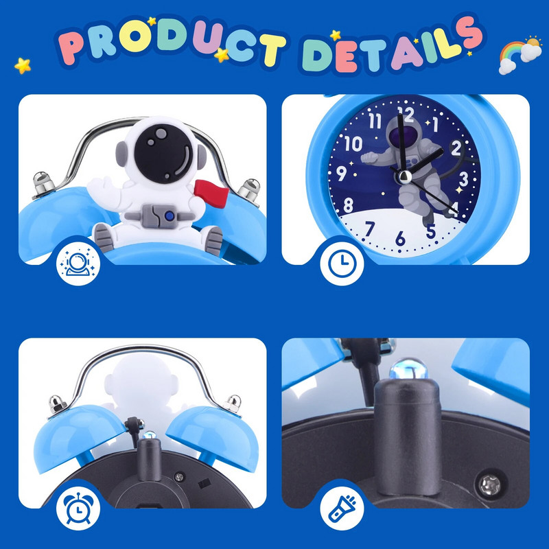 Астронавт Детски будилник Преносим прикроватни настолни часовници Часовник за събуждане за деца Настолен часовник Домашен декор Подаръци за деца