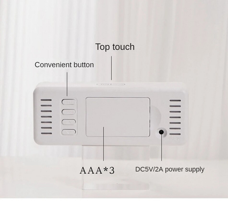 Цифров будилник Температурен календарен дисплей 7 светлинни променящи се цвята Настолен часовник Електронни будилници Функция за отлагане 12/24 часа