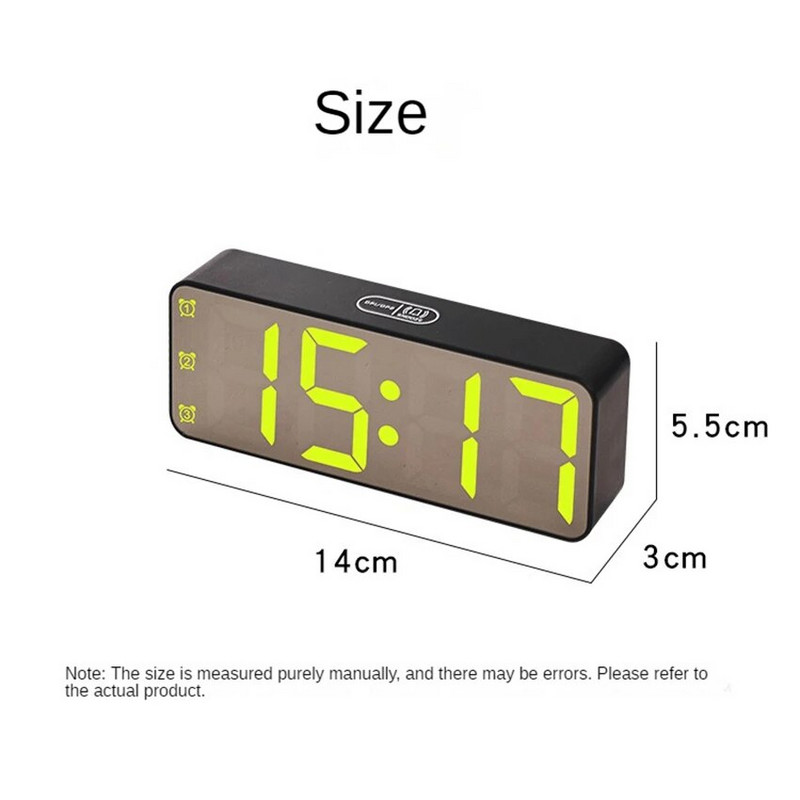 Цифров будилник Температурен календарен дисплей 7 светлинни променящи се цвята Настолен часовник Електронни будилници Функция за отлагане 12/24 часа