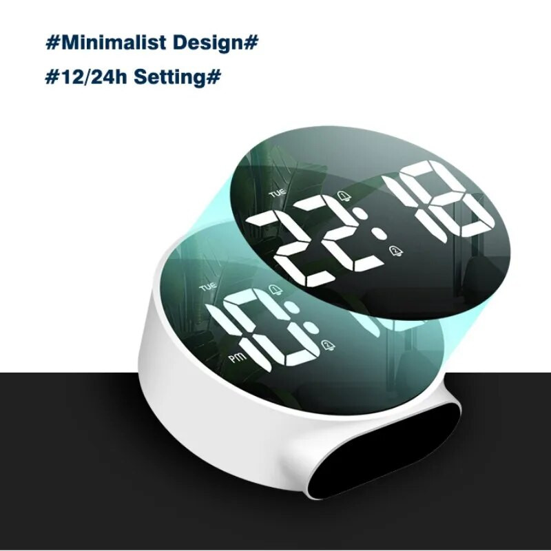 HD Цифров будилник Отлагане на ден от седмицата Дисплей Двойни аларми Безкрайно отлагане Регулиране на яркостта на настолен часовник 12/24H LED часовник
