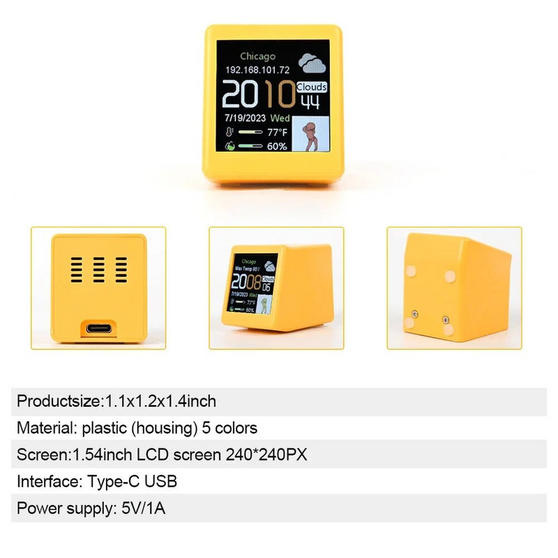 Интелигентна WiFi метеорологична станция Настолни часовници Настолен LED LCD Цифров часовник Електронен термометър Хигрометър Сензор Настолни часовници