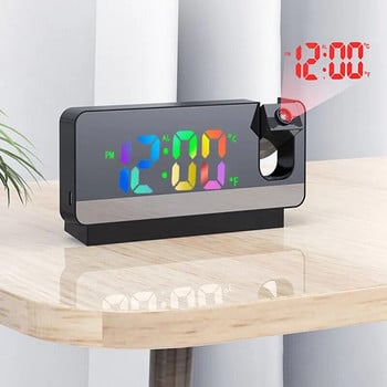 Πολυλειτουργικό δημιουργικό ξυπνητήρι με περιστρεφόμενη προβολή 180°, αθόρυβη έγχρωμη οθόνη LED, δώρο προβολής οροφής κρεβατοκάμαρας
