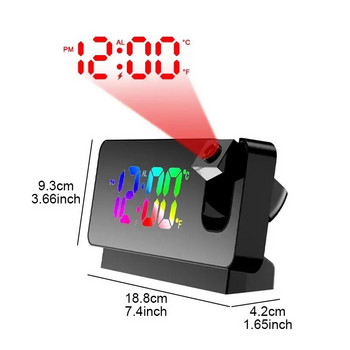 Многофункционален въртящ се на 180° прожекционен креативен будилник, LED безшумен цветен екран, подарък за прожектиране на тавана на спалнята