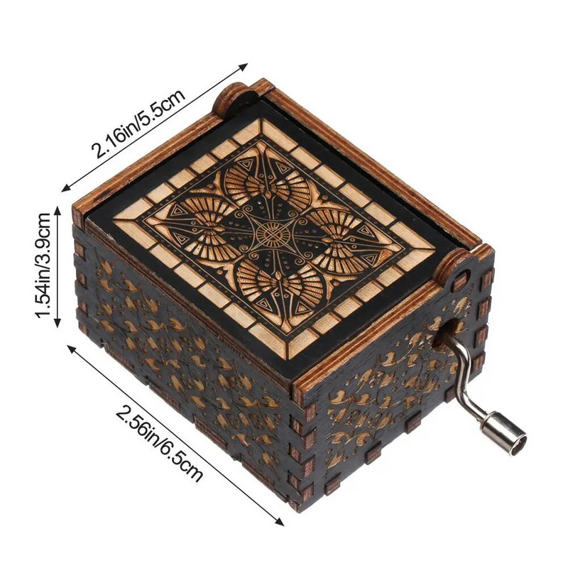 Античен гравиран калъф за музикална кутия за Хелоуин Ева Ръчна манивела Кошмар преди Коледа Дървена музикална кутия