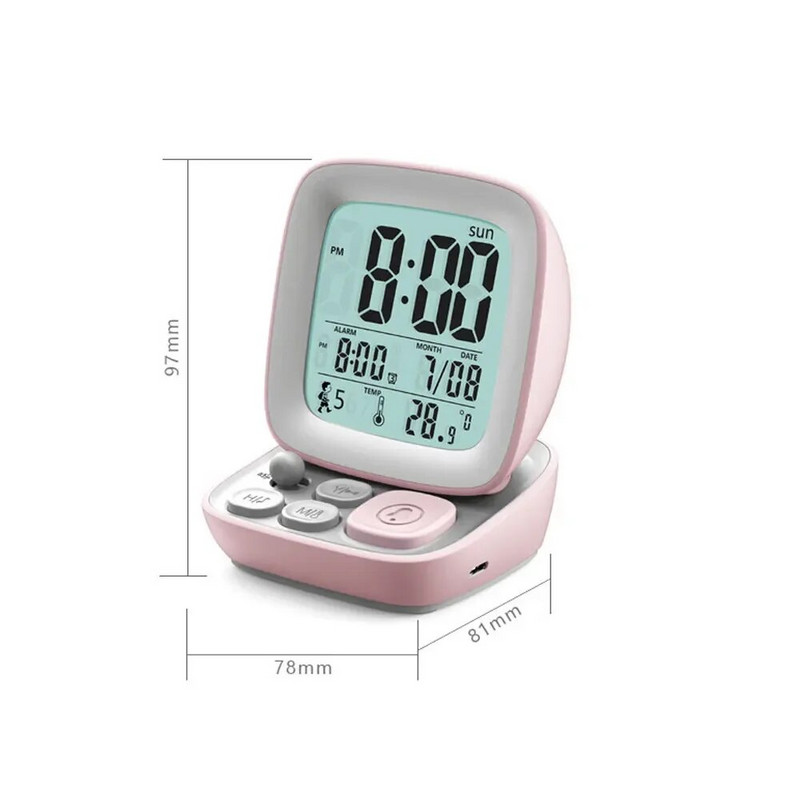 LED ретро малък компютър Детски будилник Цифрова маса с лампа Електронна спалня Нощна всекидневна Обикновена безшумна