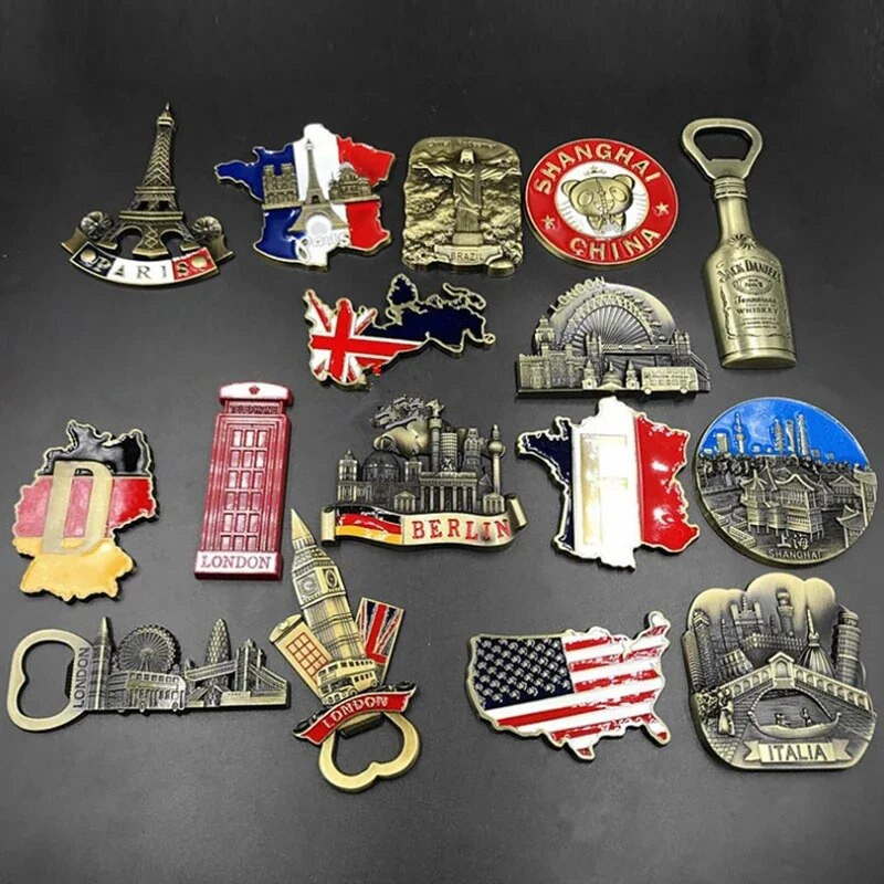 Англия Fance Айфеловата кула Повдигач за вино Хладилници Магнити за хладилник Сувенири Германия САЩ UK Бразилия Стенна дъска Магнитни стикери