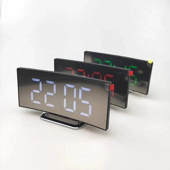 Led Ξυπνητήρι Ψηφιακό Παιδικό Ηλεκτρονικό Ξυπνητήρι Ρολόι θερμοκρασίας καθρέφτη με κυρτή οθόνη με λειτουργία Snooze Επιτραπέζιο ρολόι