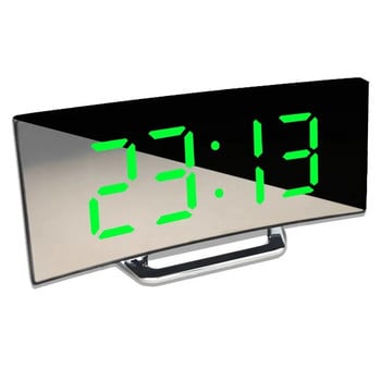 Led будилник Цифрови детски електронни будилници Извит екран Огледало Температурен часовник с функция Snooze Настолен часовник