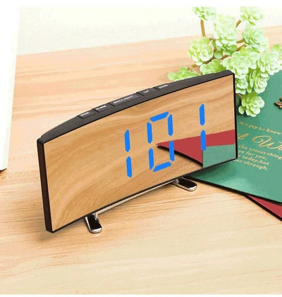 Led Ξυπνητήρι Ψηφιακό Παιδικό Ηλεκτρονικό Ξυπνητήρι Ρολόι θερμοκρασίας καθρέφτη με κυρτή οθόνη με λειτουργία Snooze Επιτραπέζιο ρολόι