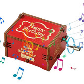 Vintage muusikakast Punane antiikne graveeritud muusikakast puidust nikerdamise ja käsitsi vända mehhanismiga Unikaalne kingitus armastatud poiss-sõbrale