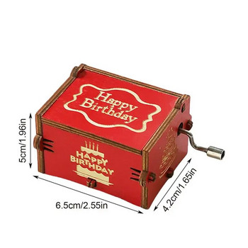 Винтидж музикална кутия Червена антична гравирана музикална кутия с дърворезба и ръчен колянов механизъм Уникален подарък за любовник гадже