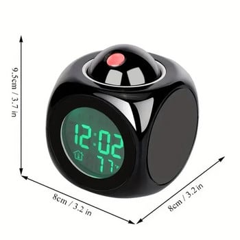 1 τμχ Πολυλειτουργικό ρολόι προβολικής ηχογράφησης Φωτεινή ένδειξη LED Ξυπνητήρι Φωνητική προτροπή Θερμοκρασία Ρολόι κουδουνίσματος Ρολόι προβολής