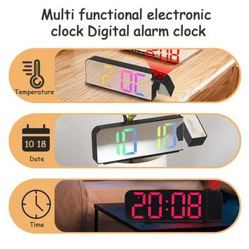 K83 Ξυπνητήρι προβολής LED Ψηφιακά επιτραπέζια ρολόγια USB Ρολόι αφύπνισης με ώρα προβολής 180° Επιτραπέζιο ρολόι αναβολής