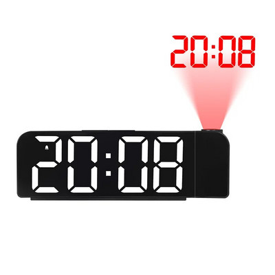 K83 Ξυπνητήρι προβολής LED Ψηφιακά επιτραπέζια ρολόγια USB Ρολόι αφύπνισης με ώρα προβολής 180° Επιτραπέζιο ρολόι αναβολής