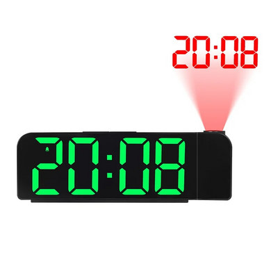 K83 Ξυπνητήρι προβολής LED Ψηφιακά επιτραπέζια ρολόγια USB Ρολόι αφύπνισης με ώρα προβολής 180° Επιτραπέζιο ρολόι αναβολής
