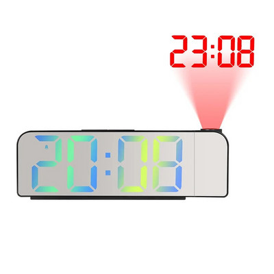 K83 Ξυπνητήρι προβολής LED Ψηφιακά επιτραπέζια ρολόγια USB Ρολόι αφύπνισης με ώρα προβολής 180° Επιτραπέζιο ρολόι αναβολής