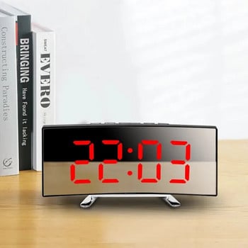 Δημιουργικό κυρτό ηλεκτρονικό ρολόι, μπαταρία LED μεγάλης οθόνης, ξυπνητήρι διπλής χρήσης καθρέφτης, αφιερωμένο φοιτητικό υπνοδωμάτιο