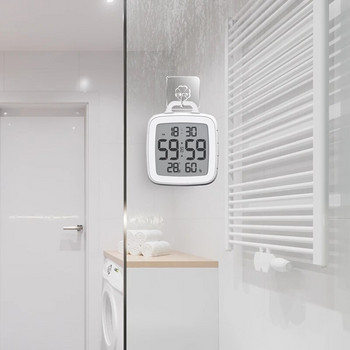 LCD екран Водоустойчив Цифров стенен часовник за баня Измерване на температурата и влажността Обратно броене Време Флип часовници за душ с таймер за кука
