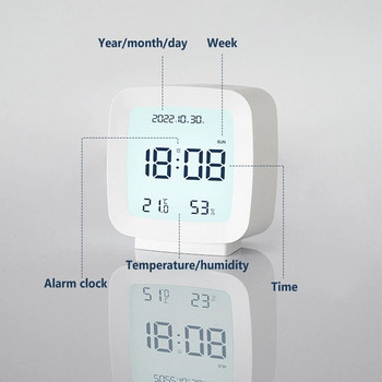 Цифров будилник Дисплей за време и дата Електронен монитор за температура и влажност за декорация на домашен офис в спалнята