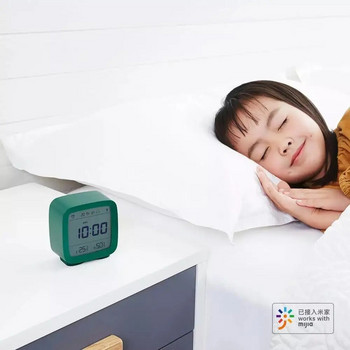Qingping Έξυπνος αισθητήρας υγρασίας θερμοκρασίας Bluetooth Ρολόι ξυπνητήρι LCD Ρυθμιζόμενος φωτισμός νυκτός Λειτουργεί με την εφαρμογή Mijia