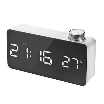 Модни креативни настолни настолни часовници с термометър LED цифров будилник Електронни часовници Копче Огледало Без звук Часовник