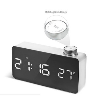 Fashion Creative επιτραπέζια ρολόγια με θερμόμετρο LED ψηφιακό ξυπνητήρι Ηλεκτρονικά ρολόγια πόμολο Καθρέφτης Ρολόι σίγασης