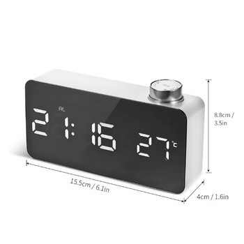 Fashion Creative επιτραπέζια ρολόγια με θερμόμετρο LED ψηφιακό ξυπνητήρι Ηλεκτρονικά ρολόγια πόμολο Καθρέφτης Ρολόι σίγασης