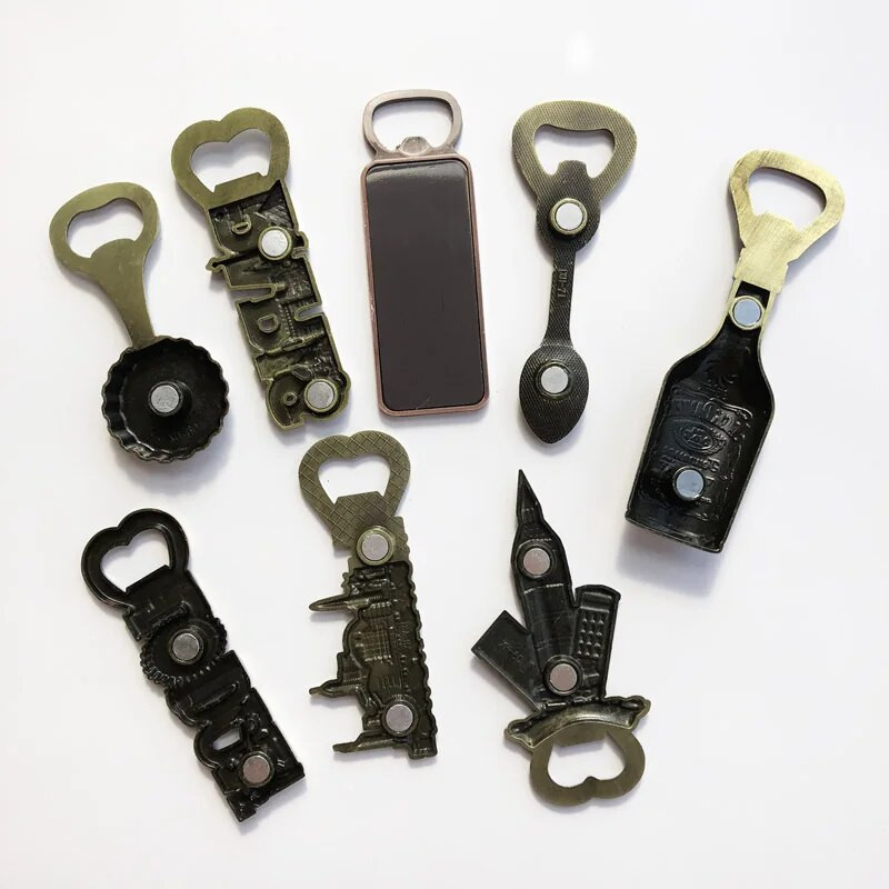 Магнит за хладилник Магнитен метален стикер Творчески ретро Лондон Хонг Конг Швейцарска отварачка за бутилки бира Магнит за хладилник