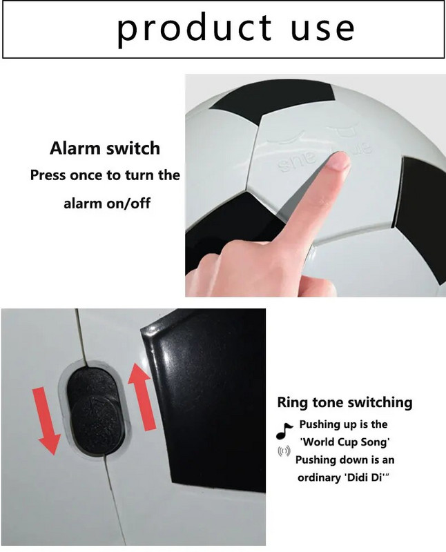 Футболен креативен настолен часовник Опростен студент Безшумен будилник Домашен работен плот Сладък детски анимационен филм Забавно време Английски часовник