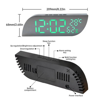 Ψηφιακό Ξυπνητήρι Θερμοκρασία Υγρασία Ημερομηνία 3 Ξυπνητήρια 2 Λειτουργία Εμφάνισης Απεριόριστο Επιτραπέζιο Ρολόι Αναβολής 12/24 ώρες Νυχτερινή λειτουργία Ρολόι LED