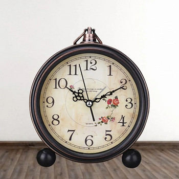 Ξυπνητήρι Vintage ρολόι λουλουδιών Διακοσμητικό ρολόι ώρας σε στυλ αγροικίας Τραπέζι Στρογγυλό ρολόι Διακόσμηση γραφείου σπιτιού και αξεσουάρ