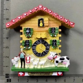 Ελβετία Μαγνήτες Ψυγείου Swiss Lovely Wooden House Ρολόι Κούκος Αλπικό Μαγνητικό Ψυγείο Αυτοκόλλητα Αναμνηστικό Ταξιδιωτικό δώρο