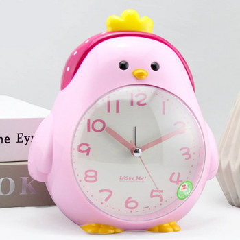 Creative Lovely Cartoon Κοτόπουλο Ξυπνητήρι ABS Πλαστικό φως νύχτας Αθόρυβο ρολόι επιτραπέζιου ντεκόρ για παιδιά μαθητές