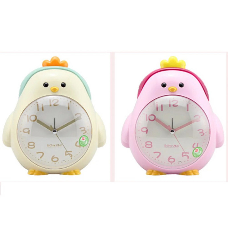Творчески прекрасен анимационен пилешки будилник ABS пластмасова нощна лампа Безшумен настолен часовник Домашен декор за деца ученици