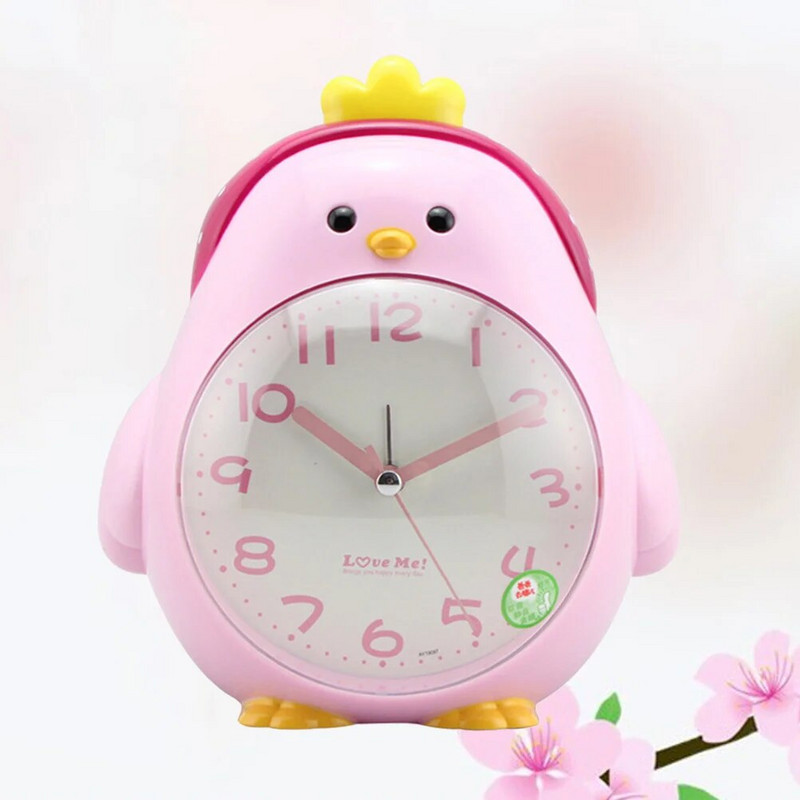 Творчески прекрасен анимационен пилешки будилник ABS пластмасова нощна лампа Безшумен настолен часовник Домашен декор за деца ученици