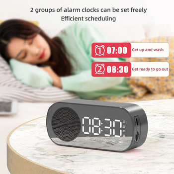 Ψηφιακό Ξυπνητήρι Bluetooth 5.0 Ηχείο Καθρέφτης Επιτραπέζιο Ρολόι Αναβολή Προβολή Ώρας Νυχτερινό Φως Επιτραπέζιο Ξυπνητήρι USB Διακόσμηση σπιτιού