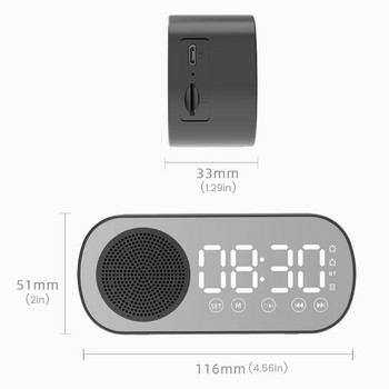 Цифров будилник Bluetooth 5.0 високоговорител Огледало Настолен часовник Отлагане Дисплей Време Нощна светлина Настолен USB будилник Домашен декор
