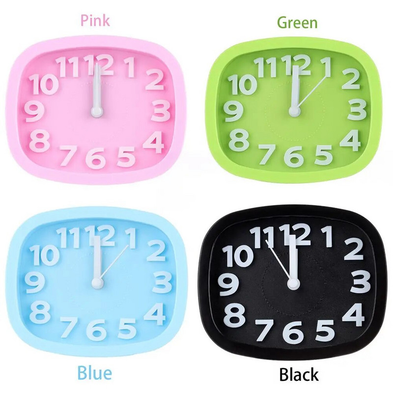 Креативен будилник в бонбонени цветове Прост кварцов часовник с номера с ниско ниво на шум, работещ с батерии, без отметки Нощни часовници за спалня Декорация на дома