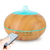 Diffuseur d`huiles essentielles et d`arôme pour maison et Spa, humidificateur d`air ultrasonique avec Grain de bois, lumières électriques, 500ml