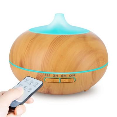 Diffuseur d`huiles essentielles et d`arôme pour maison et Spa, humidificateur d`air ultrasonique avec Grain de bois, lumières électriques, 500 ml