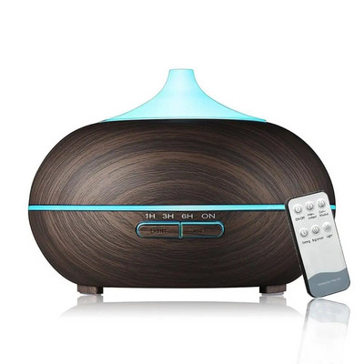Diffuseur d`huiles essentielles et d`arôme pour maison et Spa, humidificateur d`air ultrasonique avec Grain de bois, lumières électriques, 500ml
