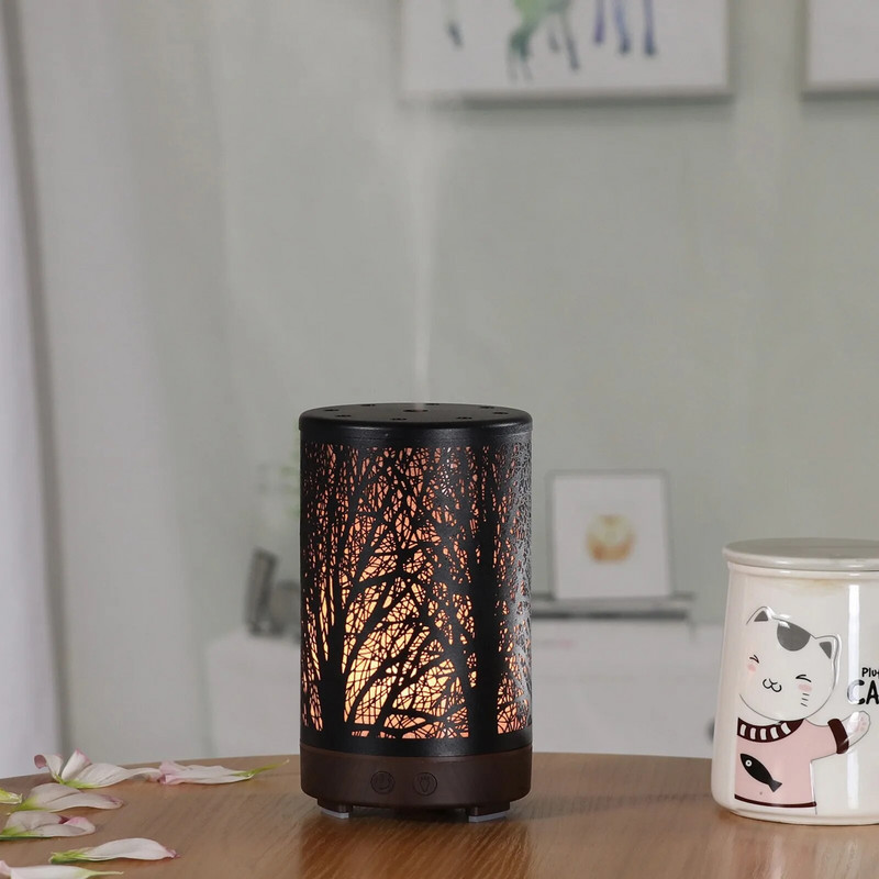 Humidificateur d`ir ultrasonique à brume fraîche avec 7 couleurs changeantes, difuzorius d`arôme, huile essentielle, ansambliai de difuzoriaus de roseau LED