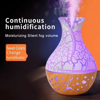 Vase à air aquarelle avec lumière LED, diffuseur d\'huiles essentielles d\'aromathérapie, grain de bois creux, 7 couleurs, 150ml, nouveau