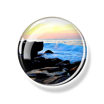Sea Turtle Fridge Magnet Shark Dolphin Starfish Seahorse 30mm Γυάλινο Μαγνητικό Αυτοκόλλητο Διακοσμητικό Ψυγείο Αναμνηστικά Ωκεανού