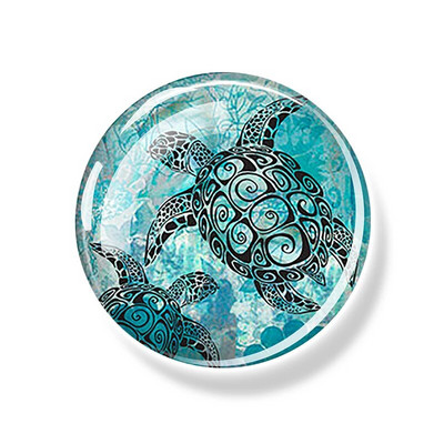 Sea Turtle Fridge Magnet Shark Dolphin Starfish Seahorse 30mm Γυάλινο Μαγνητικό Αυτοκόλλητο Διακοσμητικό Ψυγείο Αναμνηστικά Ωκεανού