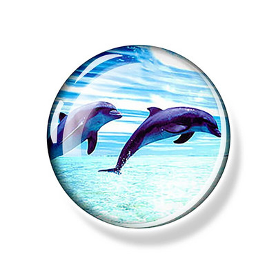 Sea Turtle Fridge Magnet Shark Dolphin Starfish Seahorse 30mm Γυάλινο Μαγνητικό Αυτοκόλλητο Διακοσμητικό Ψυγείο Αναμνηστικά Ωκεανού