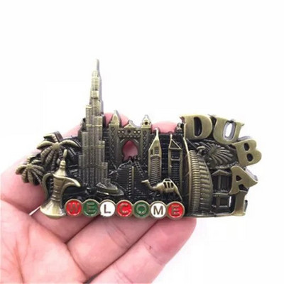 Ψυγείο Magnet Dubai Metal Refrigerator Αυτοκόλλητο Sailing Hotel Emirates Alloy Halifa Tower Scenic Magnet Ψυγείο Διακόσμηση σπιτιού
