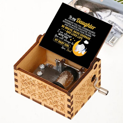 Music Box LOVE MOM DAD To Wife Son Daughter Ξύλινο χέρι Χριστουγεννιάτικο δώρο γενεθλίων για την ημέρα του Αγίου Βαλεντίνου χαραγμένες αγάπες 6,4x5,2x4,2 cm