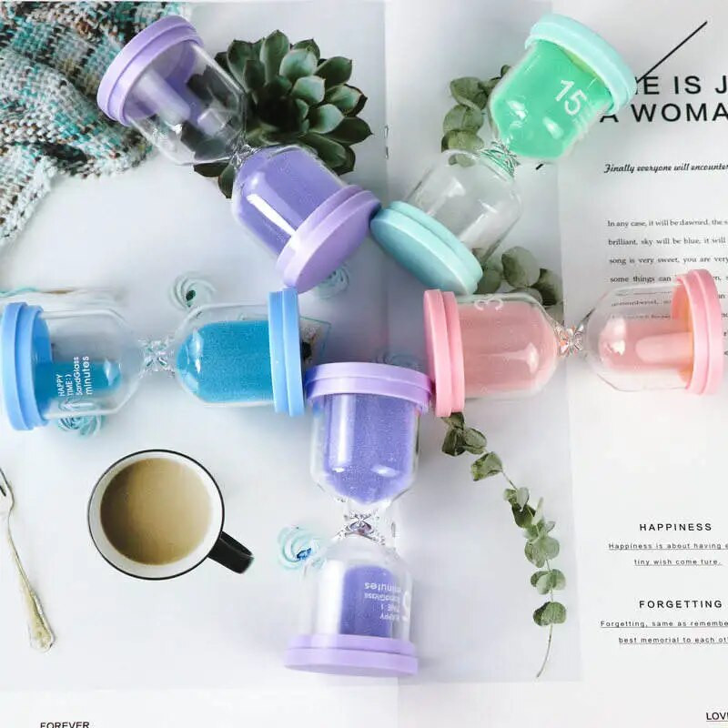 Стъклен пясъчен часовник 1/3/5/10/15/20/25/30 минути Пясъчен часовник Пясъчен таймер Настолен орнамент Пясъчен часовник Деца Детски подаръци Декорация на дома