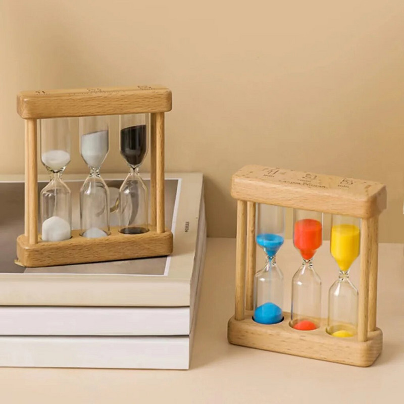 1/3/5 минути Комбинация от дървен пясъчен часовник Четка за зъби Направете чай Таймер Творчески подаръци Занаяти Време Цветни бижута Детски играчки